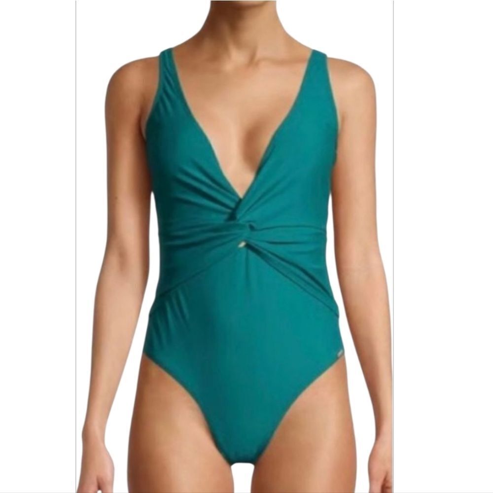 Nicole Miller Medium Green Twist Front Swimsuit - NEW